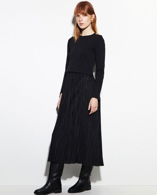 Vestido Sfera maxi negro manga larga para mujer