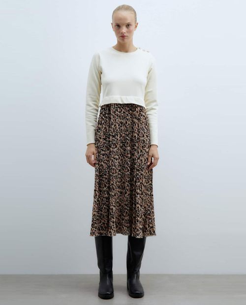 Vestido Sfera midi multicolor manga larga para mujer