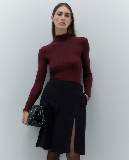 Suéter Sfera pull over color vino para mujer