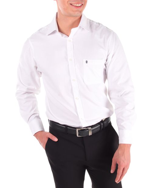 Camisa formal Izod blanca sólida para hombre