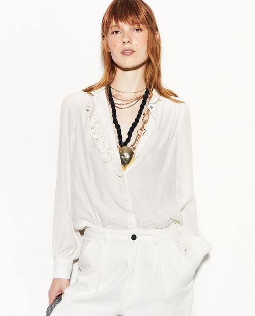 Blusa Sfera casual beige manga larga para mujer