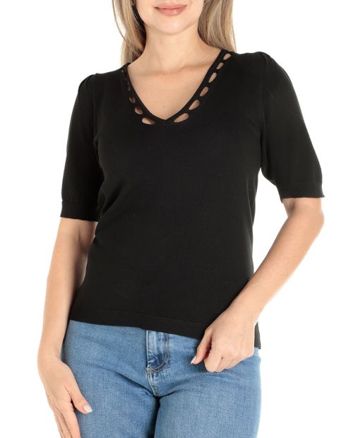 Blusa Sabrina sweatshirt negra manga 3/4 para mujer