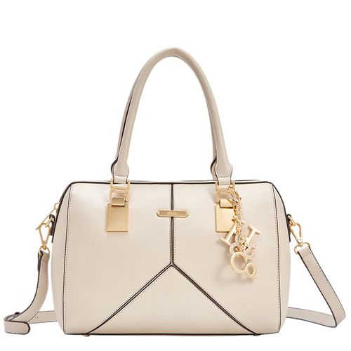 Cartera satchel H&Co. color beige para mujer