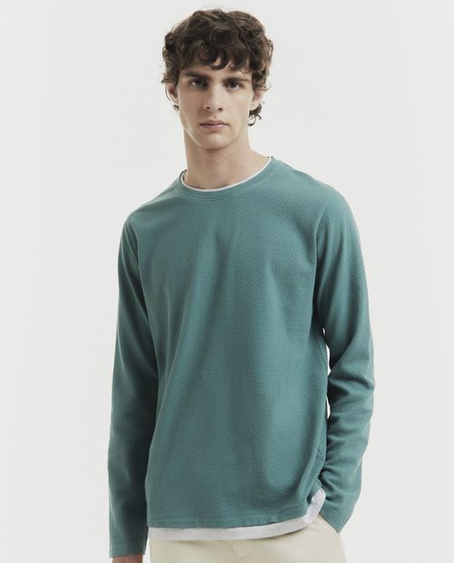 Camiseta casual Sfera regular fit textura verde para hombre