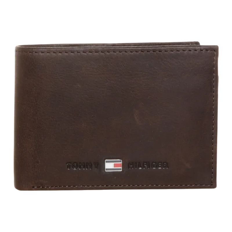 Billetera bifold Tommy Hilfiger café de cuero para hombre