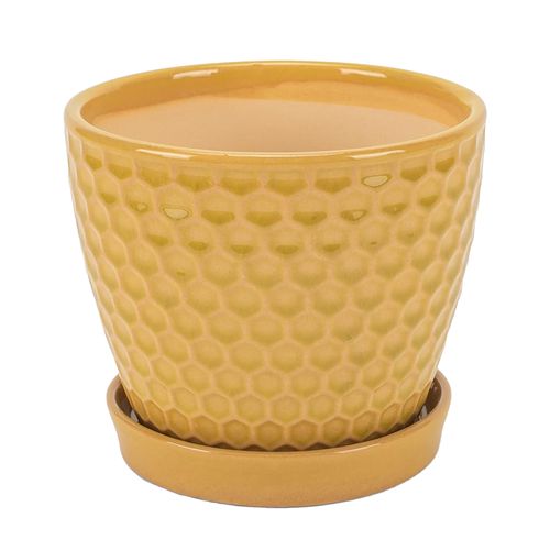 Maceta de cerámica con textura de panal 12.1 cm