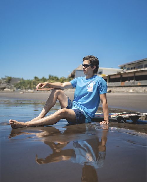 Camiseta Orange celeste con estampado "La vida es playa" para hombre