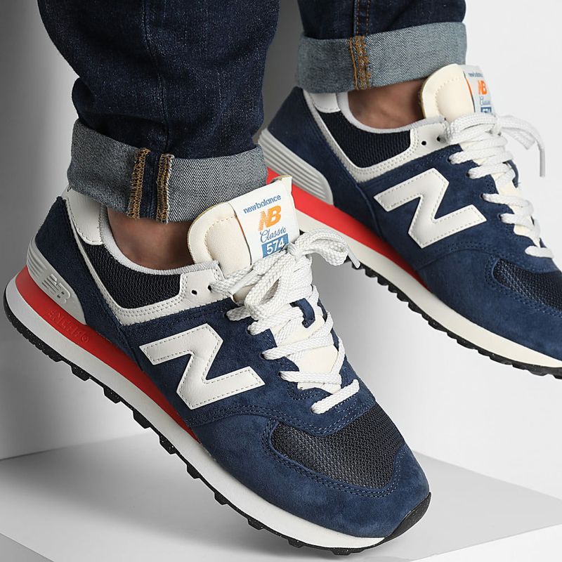 Tenis Lifestyle New Balance 574 Azul Y Rojo Zapato New Balance 574