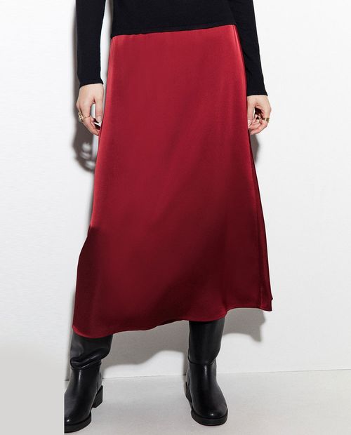 Falda Sfera midi roja de cintura alta para mujer