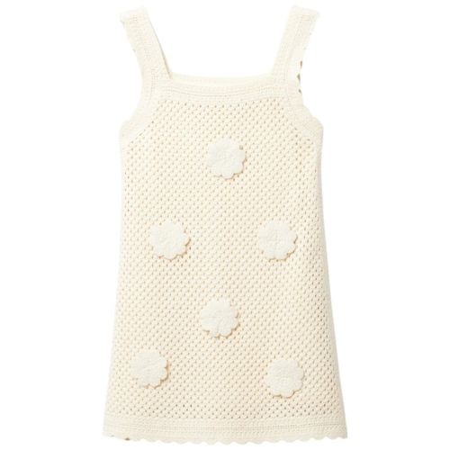 Vestido beige con crochet para niña