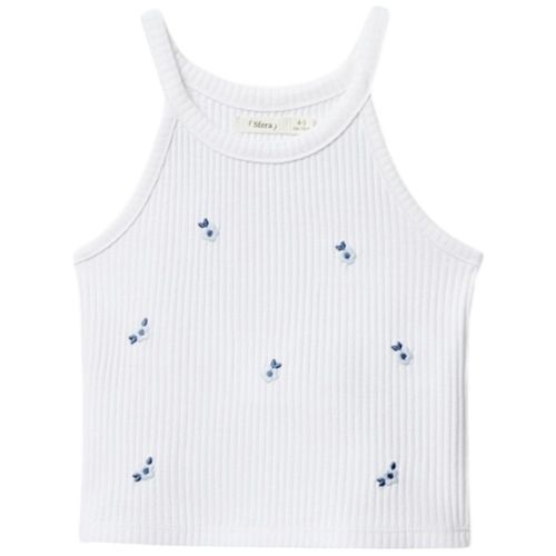 Blusa blanca con bordado para niña