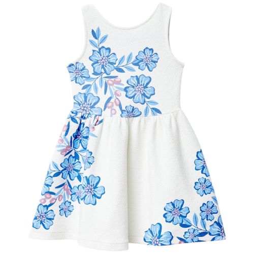 Vestido blanco con estampado de flores para niña