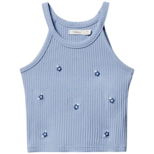Blusa azul con bordado para niña
