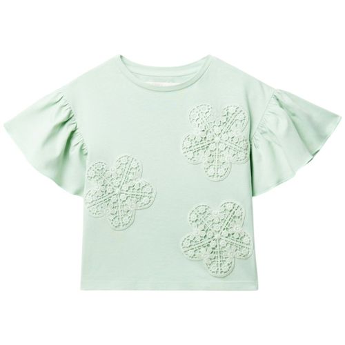 Blusa verde con encaje para niña