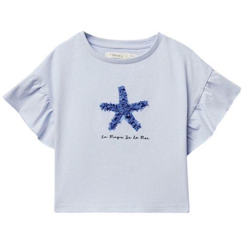 Blusa azul con textura para niña