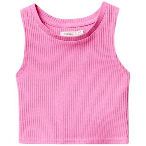 Blusa rosada con acanalado para niña