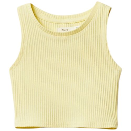Blusa amarilla con acanalado para niña