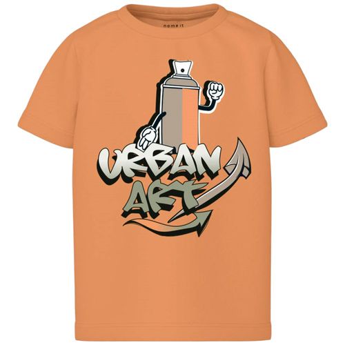 Camiseta anaranjada con estampado para niño