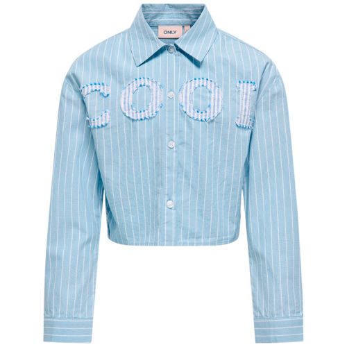 Blusa celeste a rayas para niña
