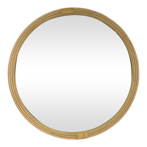 Espejo circular marco de madera y ratan 60x2x60cm