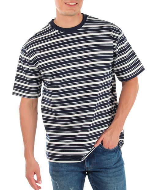 Camiseta Unexpected azul navy rayada para hombre