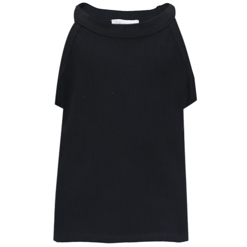 Blusa negra con acanalado para niña