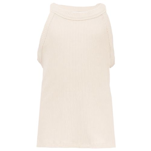 Blusa blanca con acanalado para niña