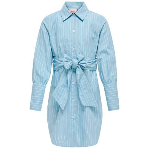 Vestido azul a rayas para niña
