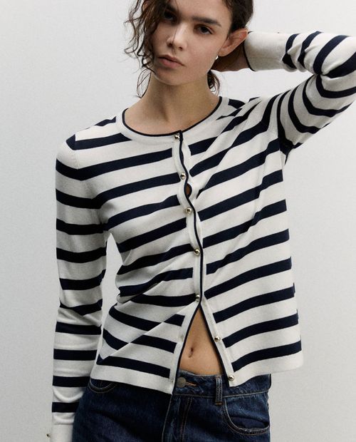 Chaqueta Sfera cárdigan rayado manga larga para mujer