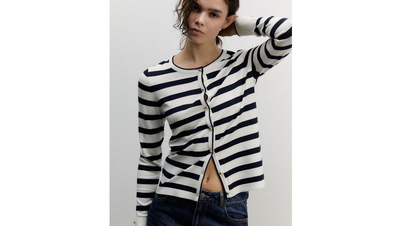 Chaqueta Sfera cárdigan rayado manga larga para mujer