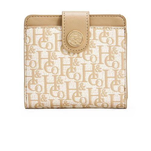 Billetera flap H&Co color beige para mujer