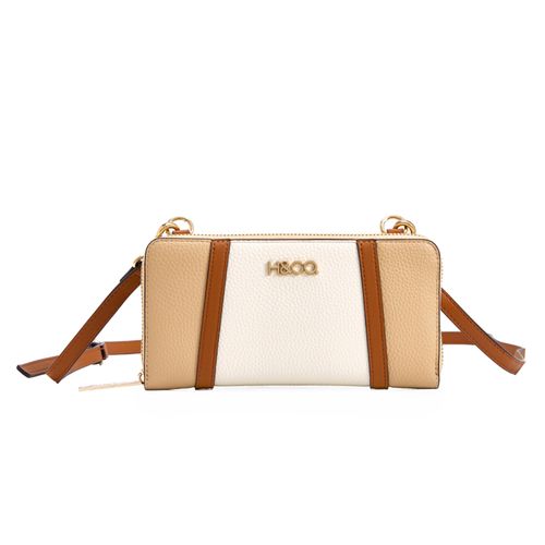 Billetera zip around H&Co color beige/blanco para mujer