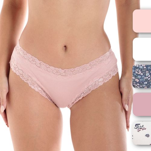 Set de 5 panties Rene Rofe multicolor de cintura corta para mujer