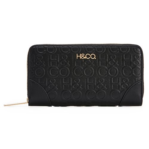 Billetera zip around H&Co color negro para mujer