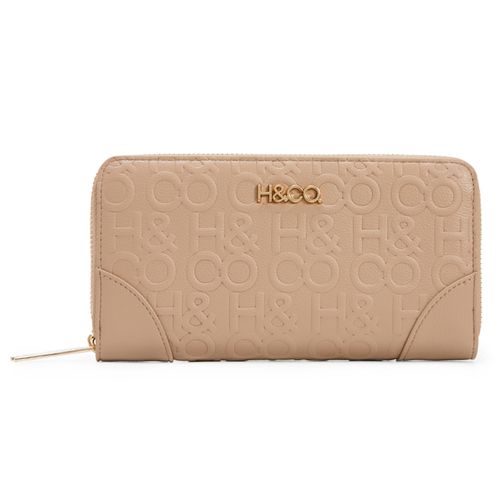 Billetera zip around H&Co color café para mujer