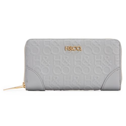 Billetera zip around H&Co color gris para mujer