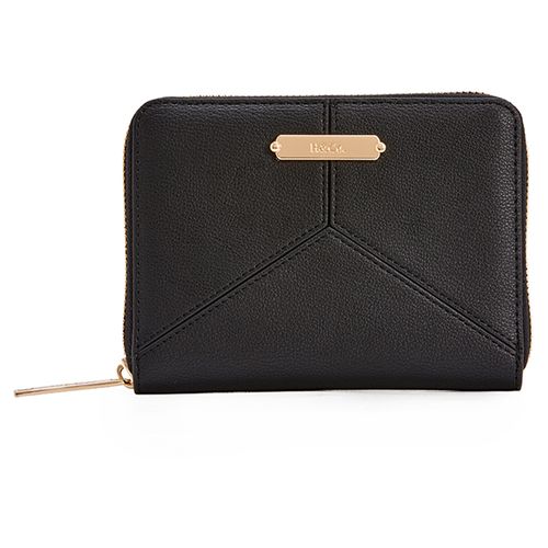 Billetera zip around H&Co color negro para mujer