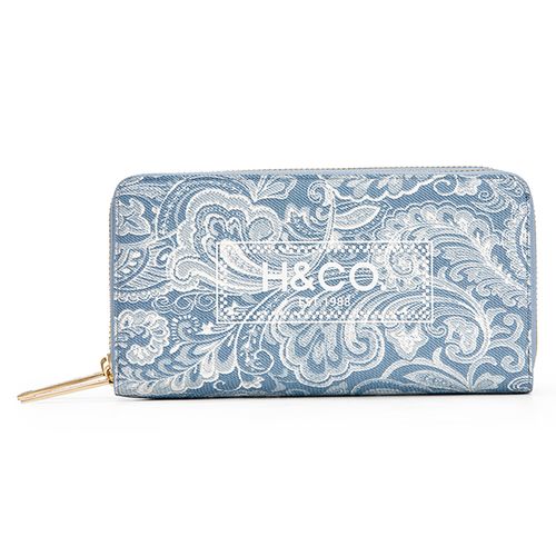Billetera zip around H&Co color azul para mujer