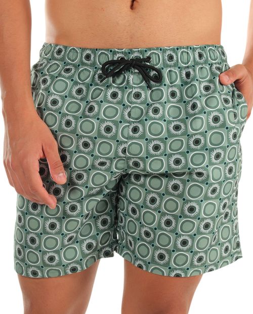 Calzoneta de baño Orange verde con mini print geométrico para hombre