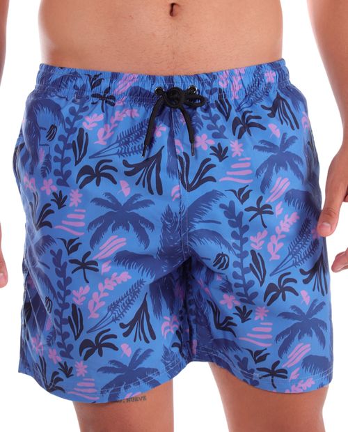 Calzoneta de baño Orange azul con estampado tropical para hombre