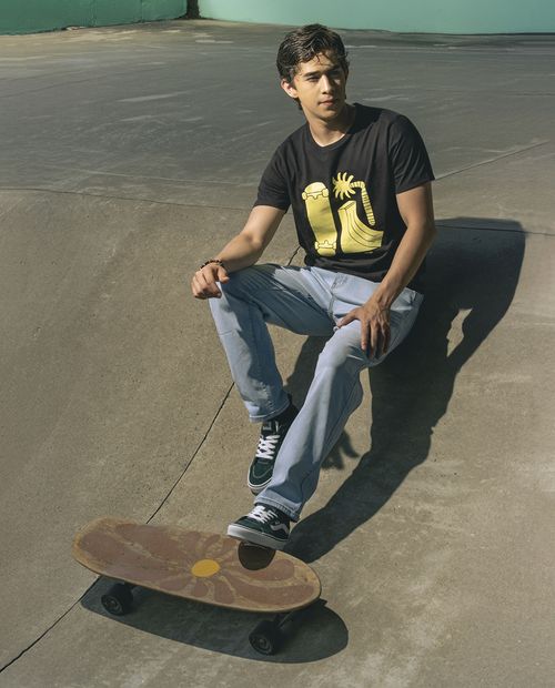 Camiseta Orange negra con estampado skater para hombre