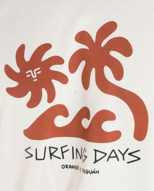 Camiseta Orange ivory con estampado "Surfing Days" para hombre