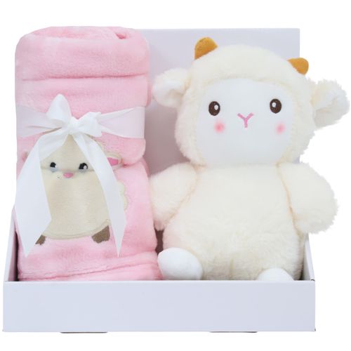 Frazada rosada con peluche para bebé niña