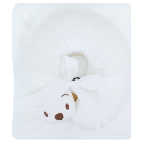 Frazada blanca con almohada media luna para bebé niño