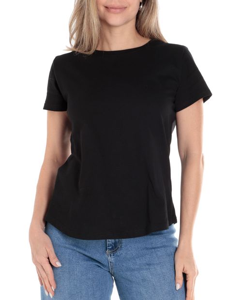 Camiseta Nicolle negra manga corta para mujer