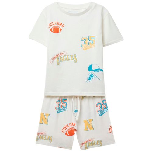 Pijama de 2 piezas blancas con estampado para niño