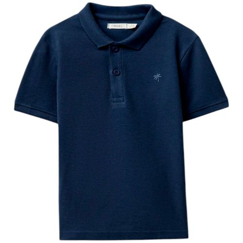 Camisa polo azul sólido para niño