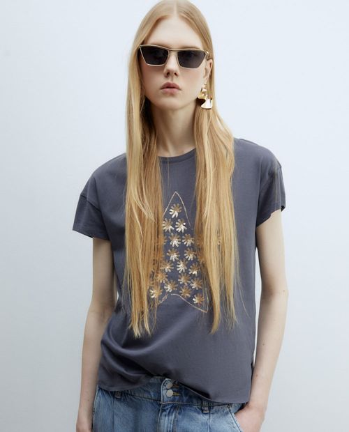 Camiseta Sfera gris manga corta para mujer