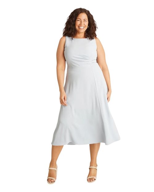 Vestido Connected Apparel midi gris sin mangas para mujer
