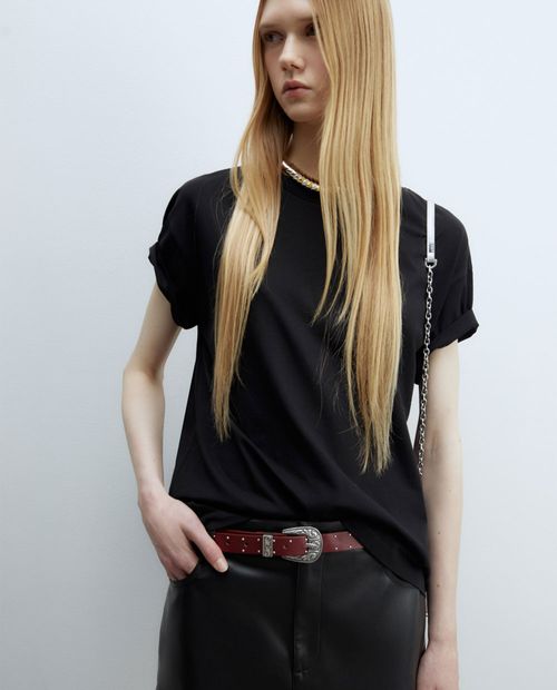 Camiseta Sfera negra manga corta para mujer